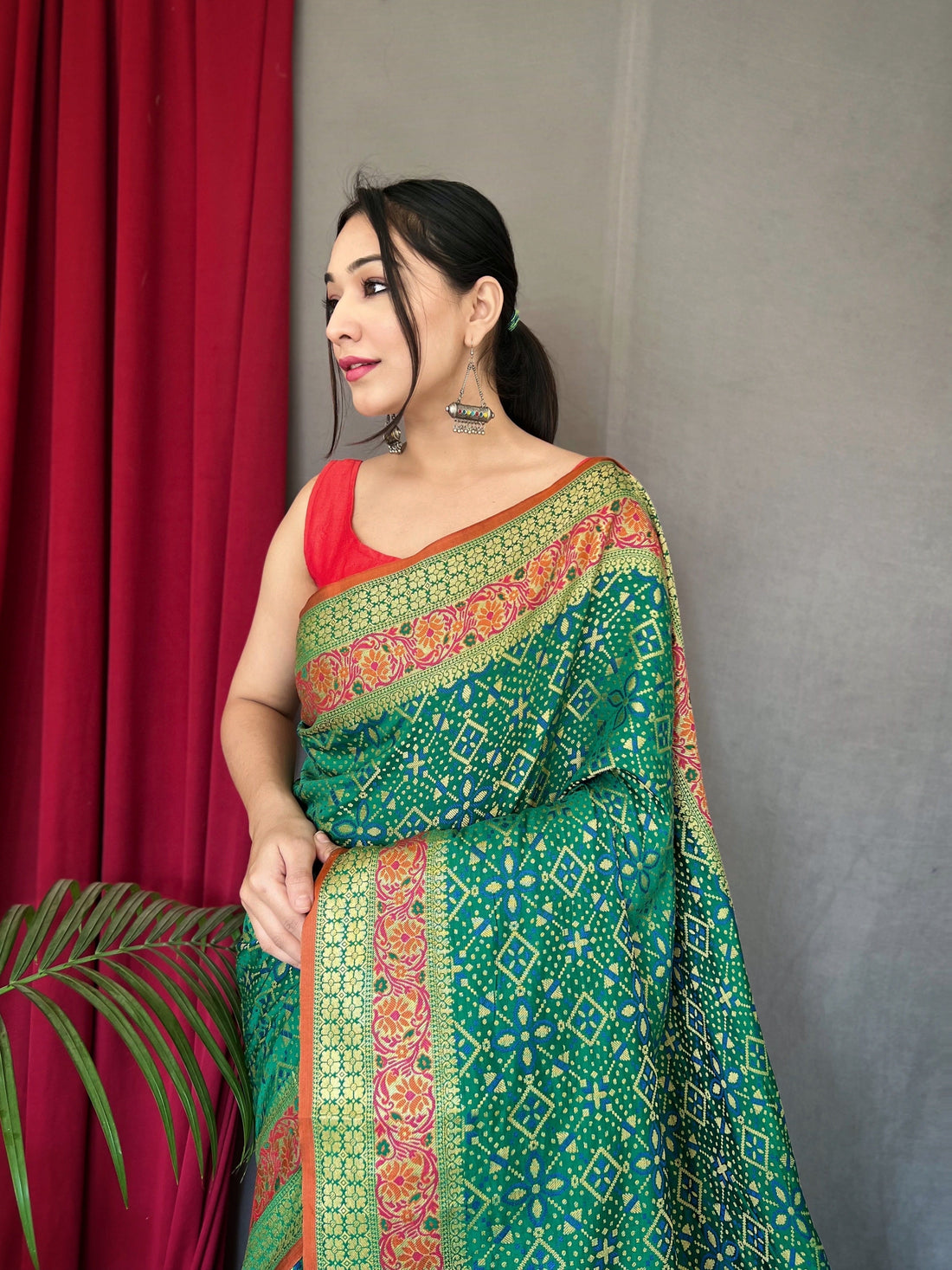 Bandhej Patola Silk Vol.2 Woven Saree Green