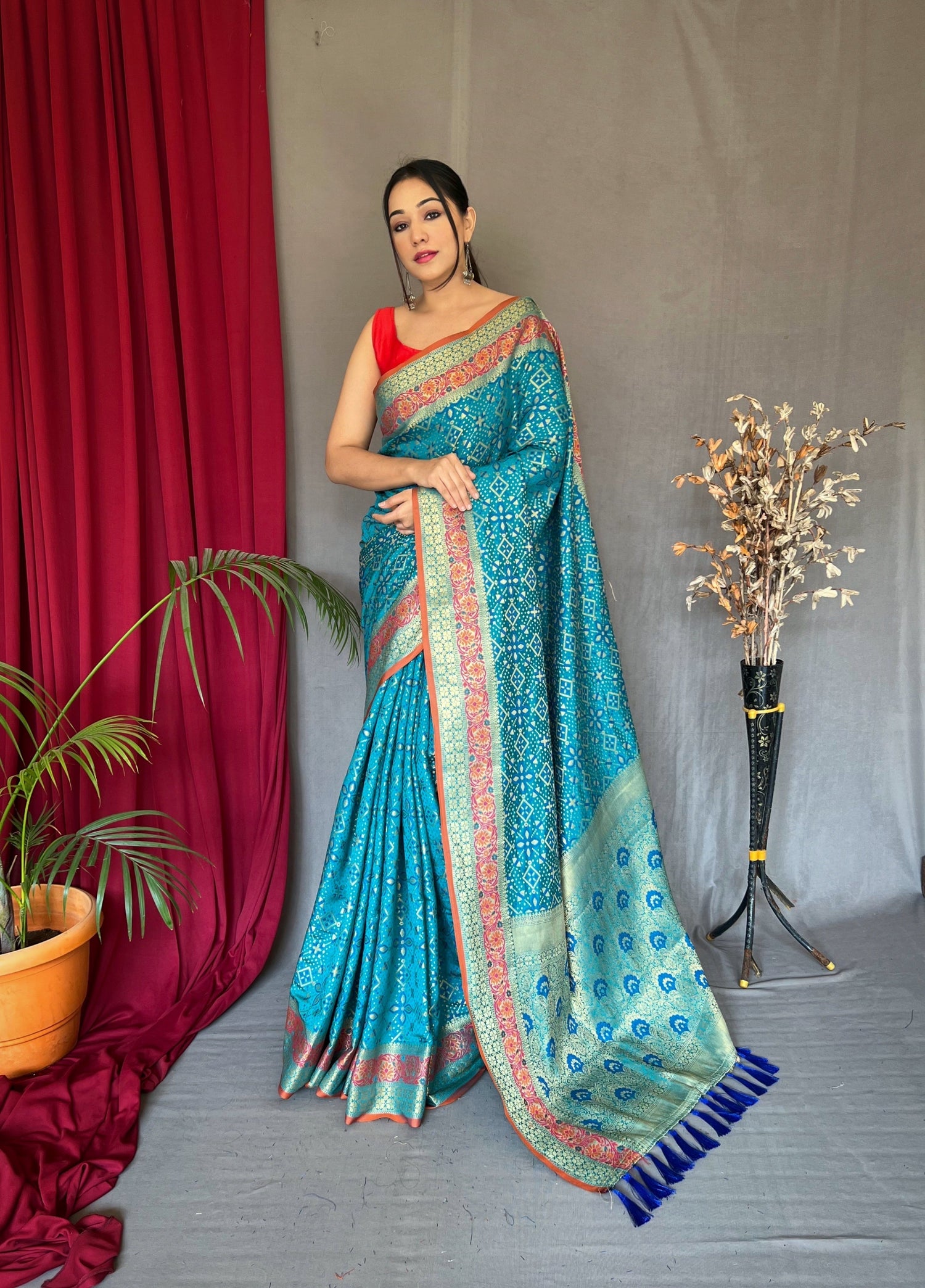 Bandhej Patola Silk Vol.2 Woven Saree Pacific Blue