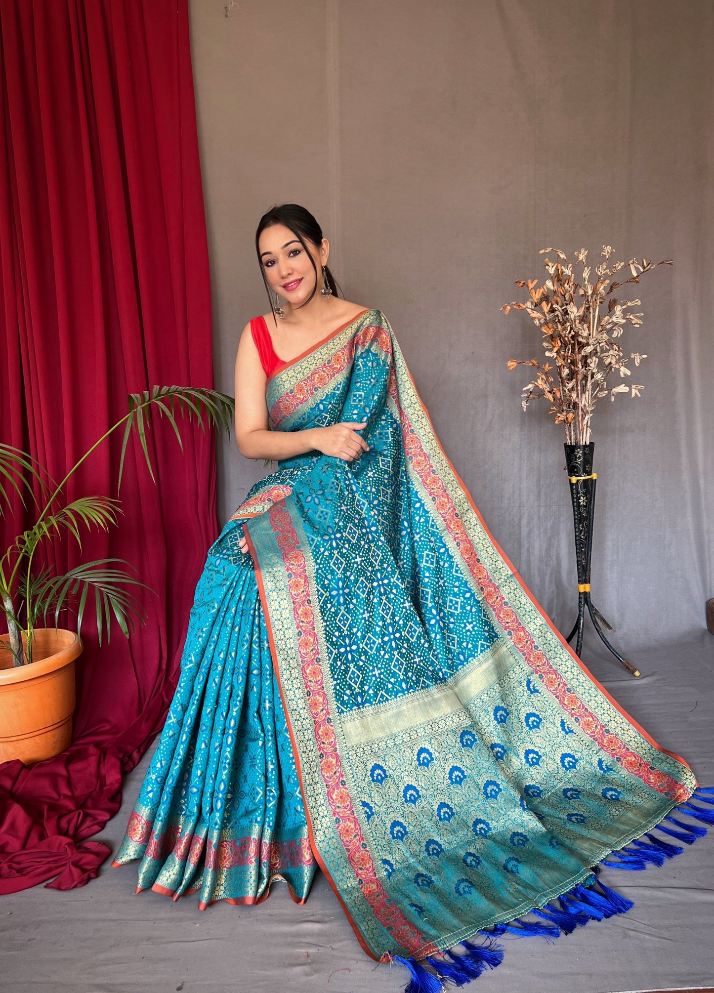 Bandhej Patola Silk Vol.2 Woven Saree Pacific Blue