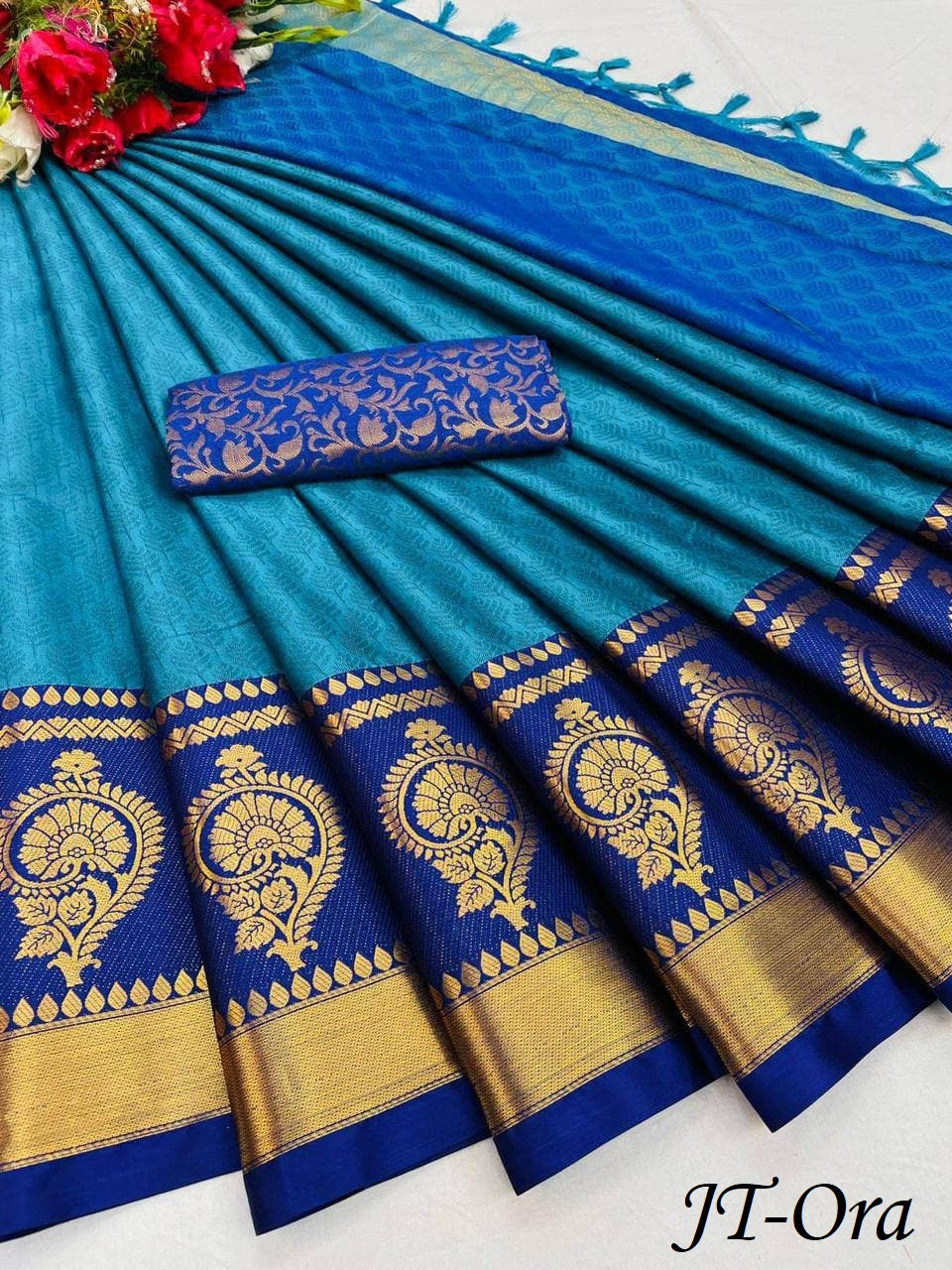 Nari SkyBlue Cotton Silk Saree