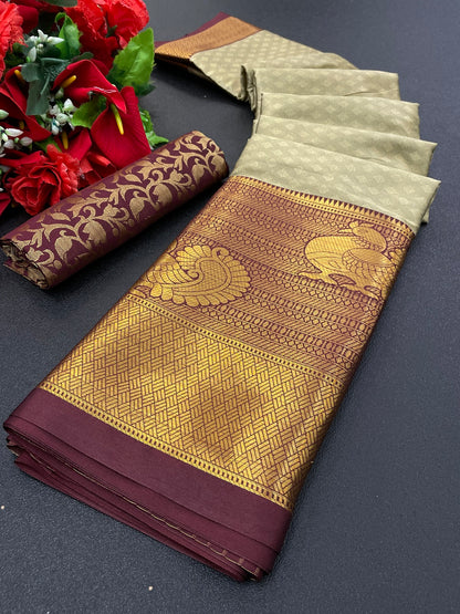 Riya Beige Cotton Silk Saree