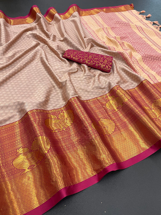 Riya Peach Cotton Silk Saree