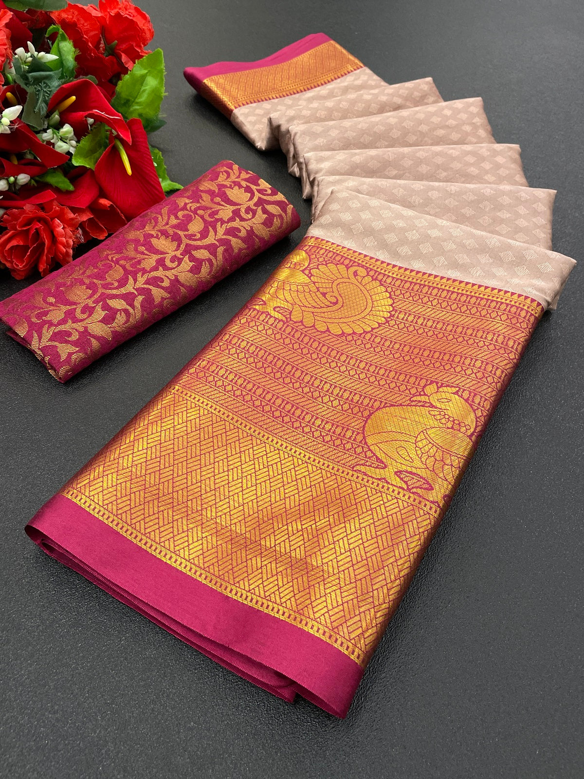 Riya Peach Cotton Silk Saree