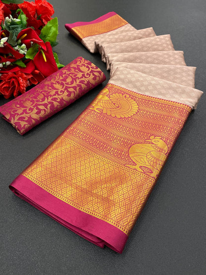 Riya Peach Cotton Silk Saree