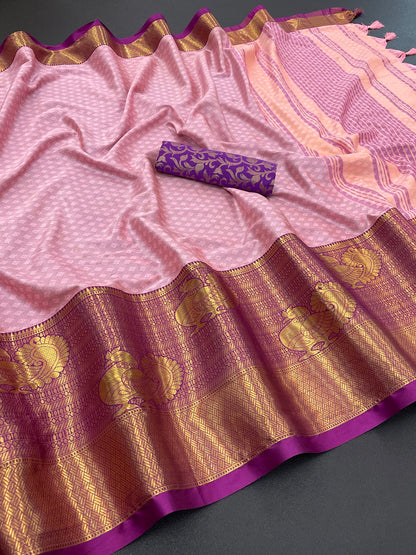 Riya Pink Cotton Silk Saree