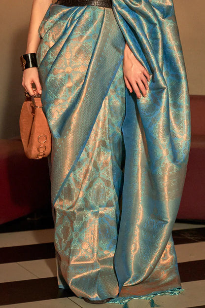 Muted Blue Tanya Kanjivaram Silk Saree