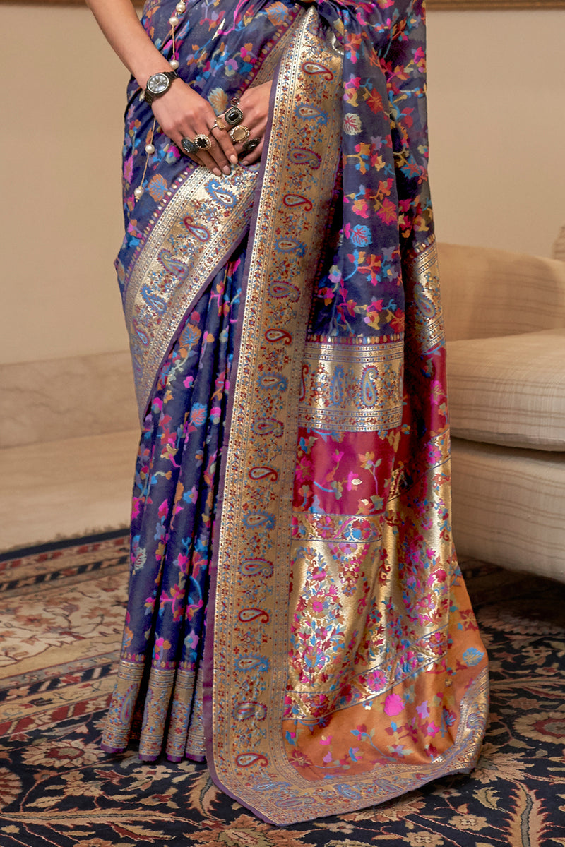 Blue Mahi Pashmina Silk Saree