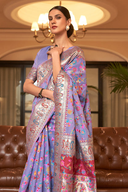 Dusty Lavender Mahi Pashmina Silk Saree