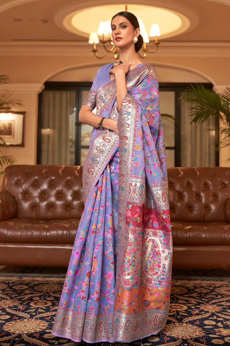 Dusty Lavender Mahi Pashmina Silk Saree