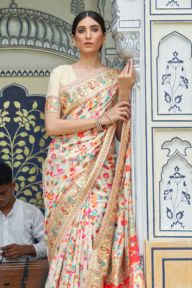 Offwhite Mahi Pashmina Silk Saree