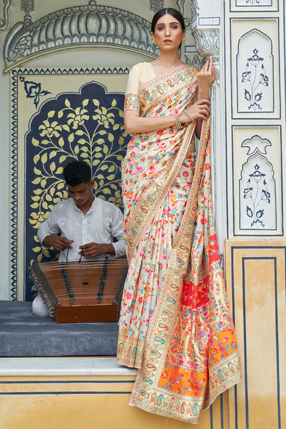 Offwhite Mahi Pashmina Silk Saree