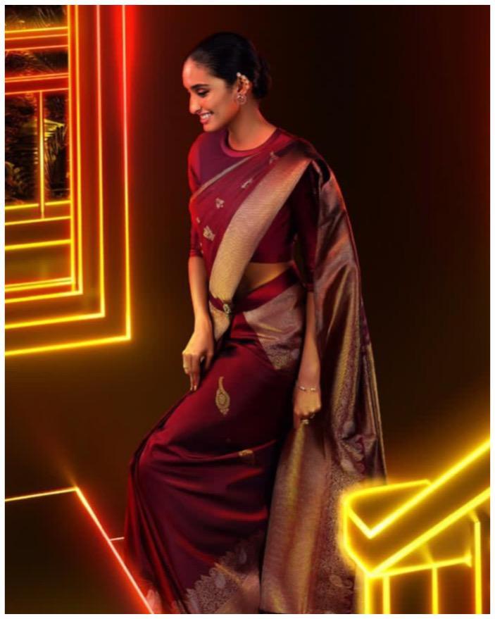 Minakshi Maroon Soft Silk saree