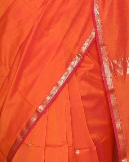 Ethnic Solid Orange Pure Cotton Silk Cotton (Handloom)