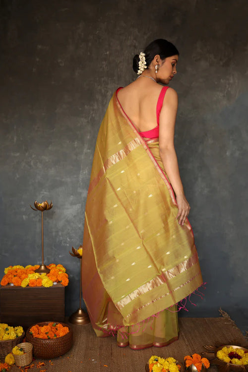 Ethnic Solid Pista Pure Cotton Silk Cotton (Handloom)