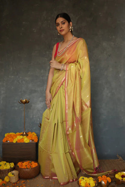 Ethnic Solid Pista Pure Cotton Silk Cotton (Handloom)