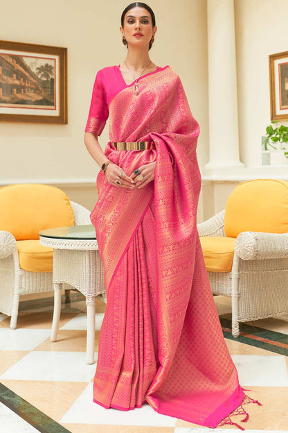 DarkPink Mira Kanjivaram Silk Saree