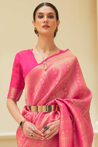 DarkPink Mira Kanjivaram Silk Saree