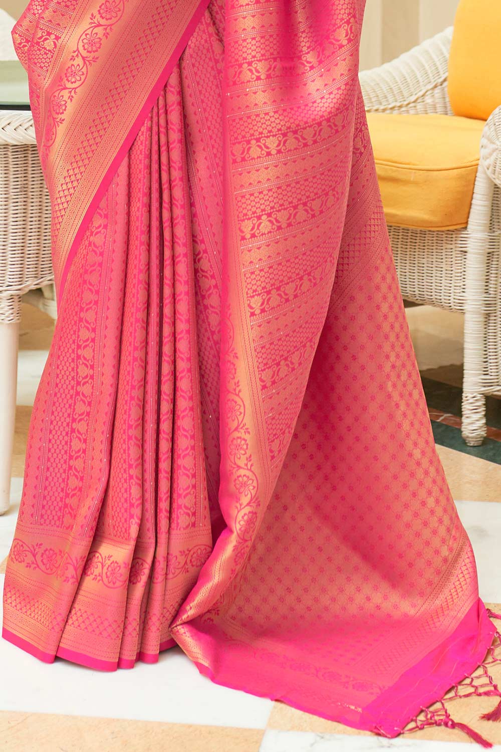 DarkPink Mira Kanjivaram Silk Saree