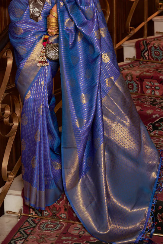 Blueberry Sara Kanjivaram Silk Saree