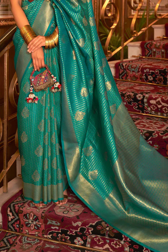 Surfie Green Sara Kanjivaram Silk Saree