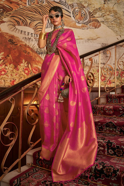 Cranberry Pink Sara Kanjivaram Silk Saree