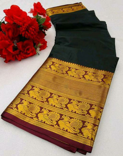 Fiza Black Cotton Silk Saree