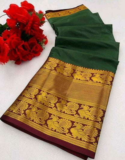 Fiza Green Cotton Silk Saree