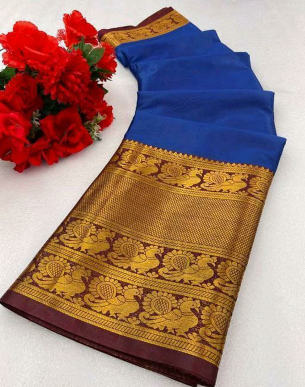 Fiza RoyalBlue Cotton Silk Saree