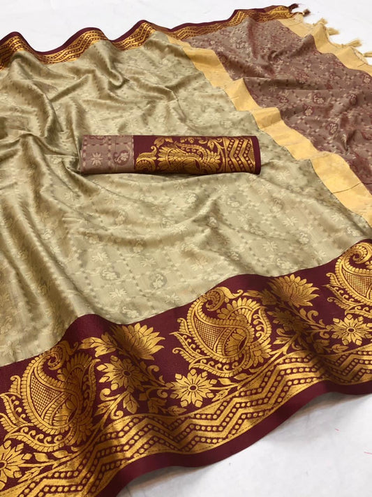 Richa Beige Cotton Silk Saree