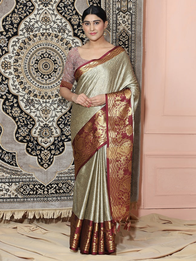 Richa Beige Cotton Silk Saree