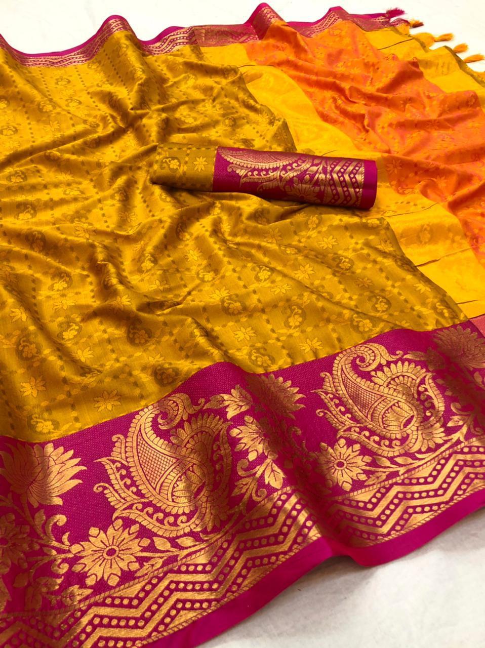 Richa Mustard Cotton Silk Saree