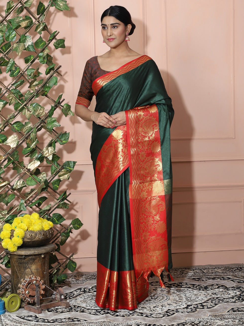 Richa Green Cotton Silk Saree