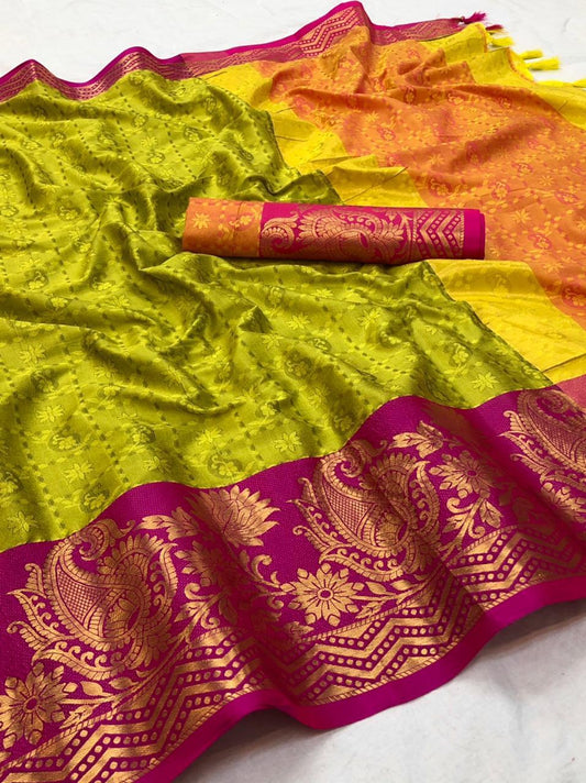 Richa LeafGreen Cotton Silk Saree