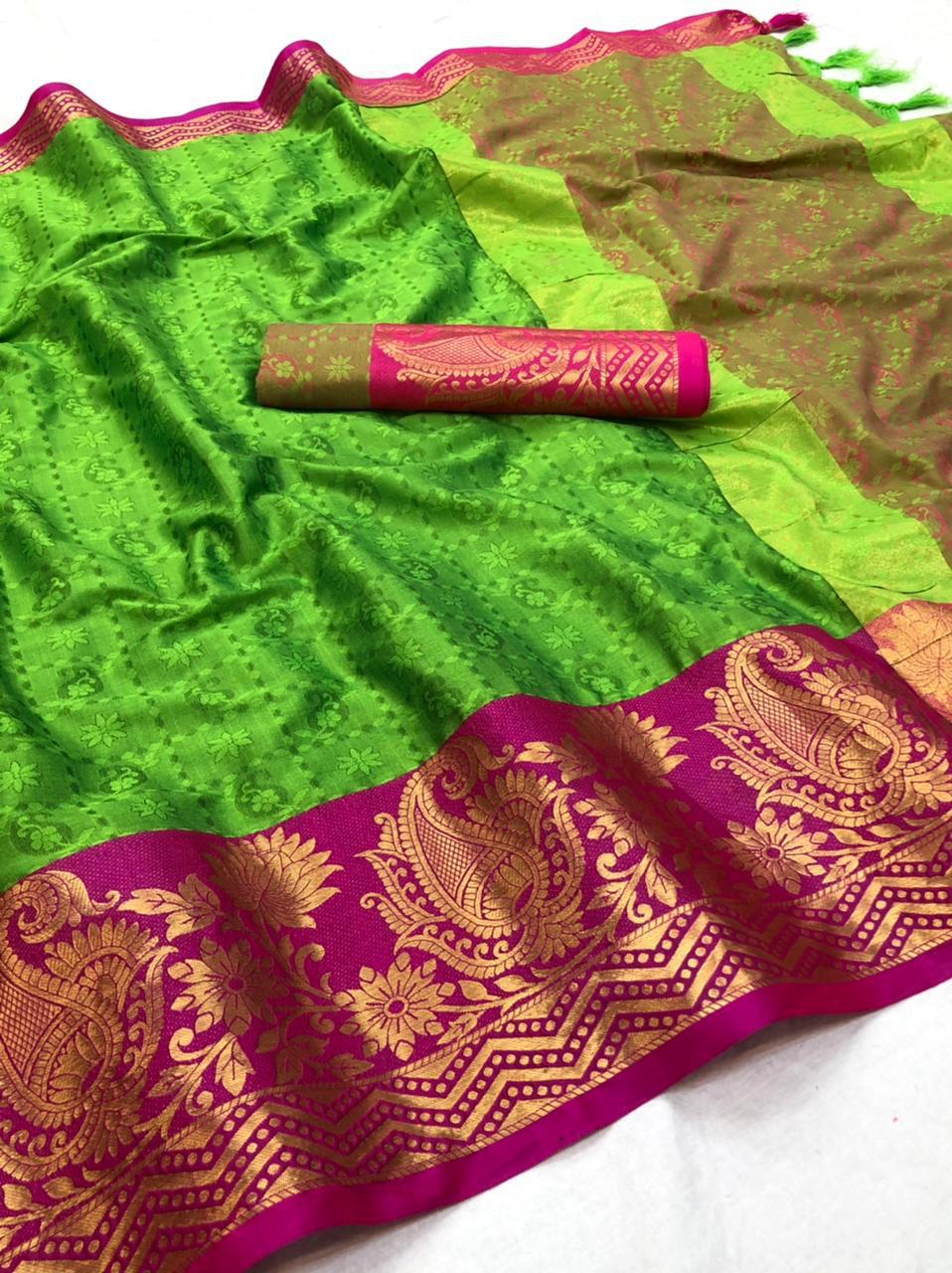 Richa Parrot Cotton Silk Saree