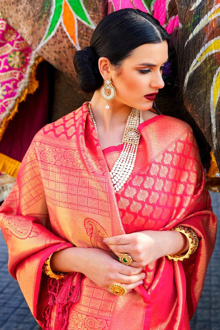 Raspberry Navya Kanjivaram Silk Saree