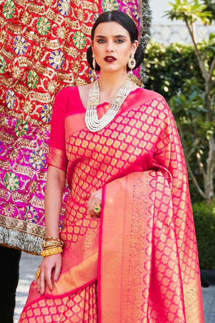 Raspberry Navya Kanjivaram Silk Saree