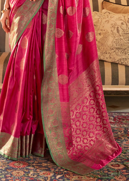 Dark Pink Keri Kanjivaram Silk Saree