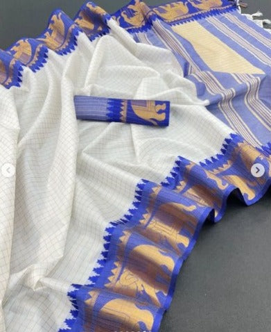 Neer WhiteBlue Soft Silk Saree