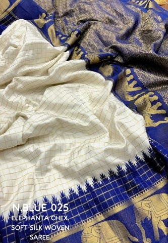 Neer WhiteBlue Soft Silk Saree