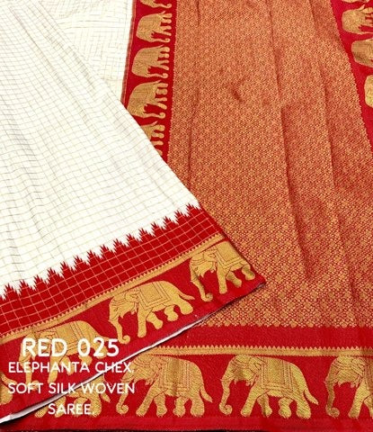 Neer WhiteRed Soft Silk Saree