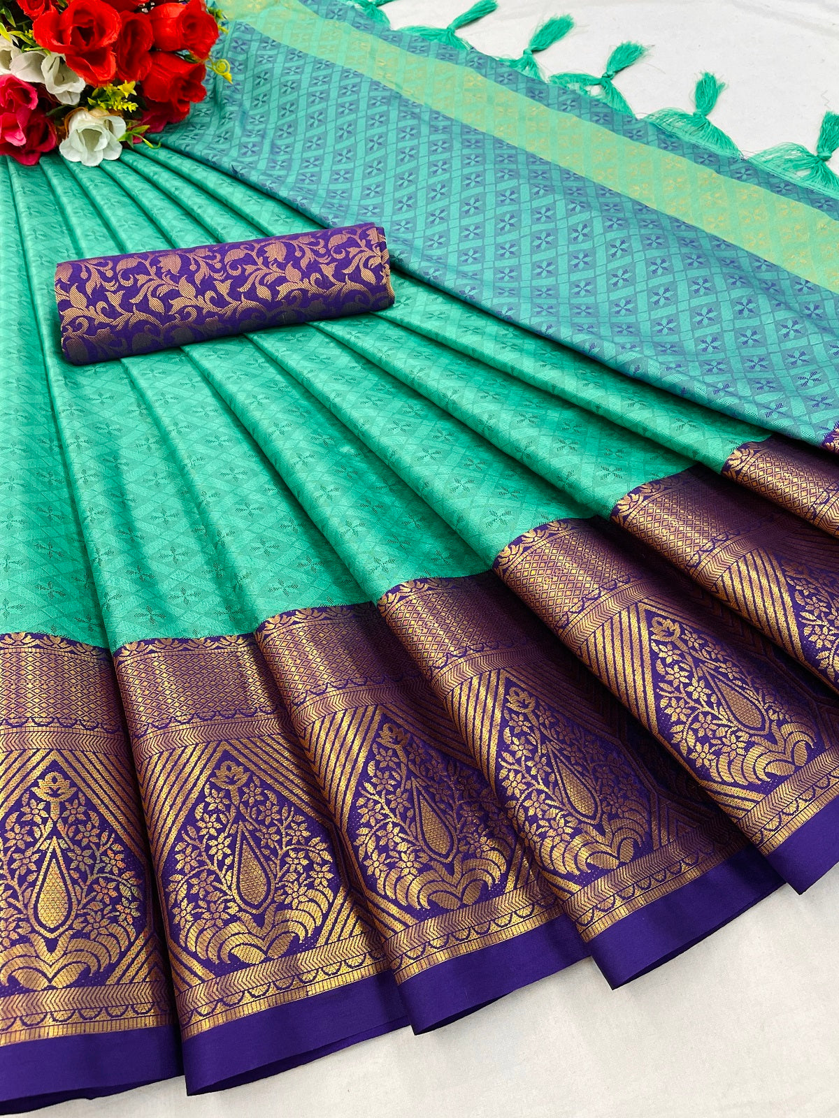 Heta Aqua Blue Cotton Silk Sarees