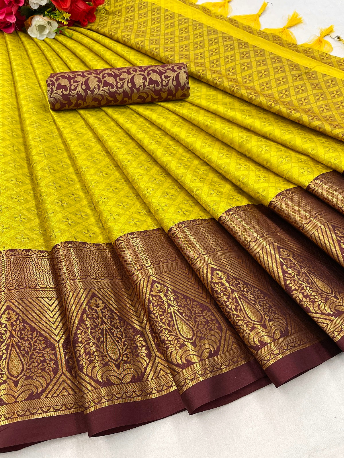 Heta Lemon Brown Cotton Silk Sarees