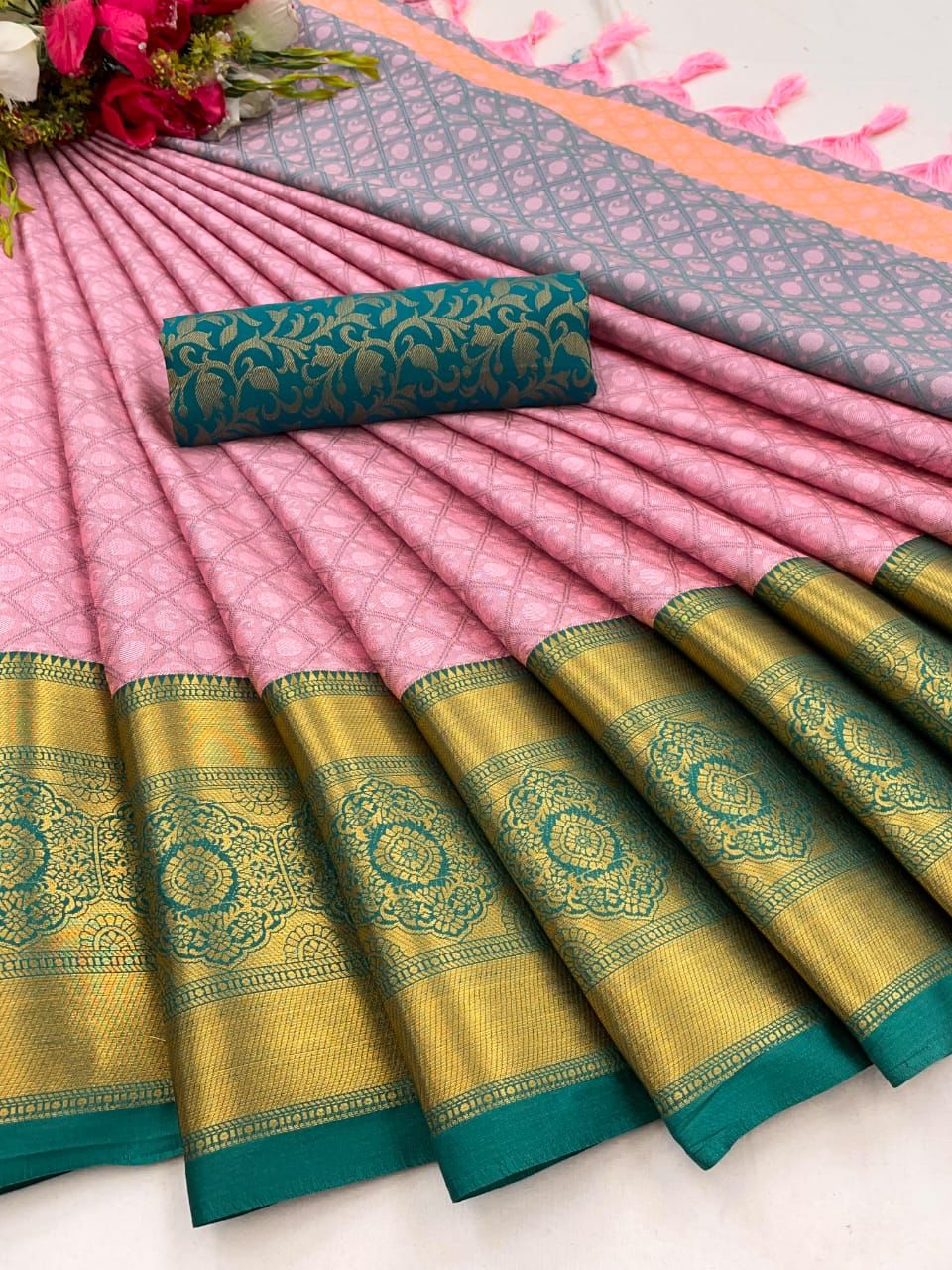 Mayra Pink Rama Cotton Silk Sarees