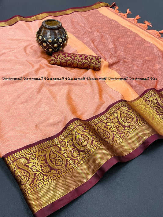 Rahi Peach Brown Cotton Silk Sarees