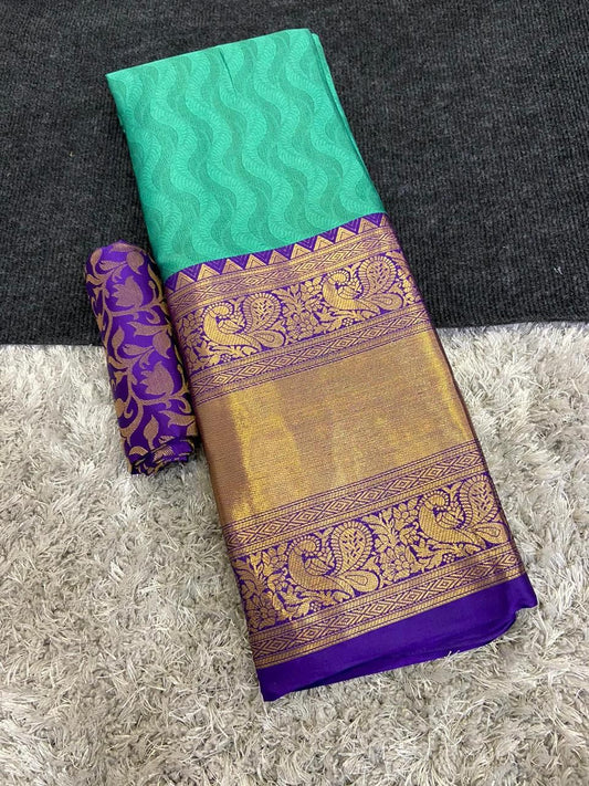 Kareena Rama Purple Cotton Silk Sarees