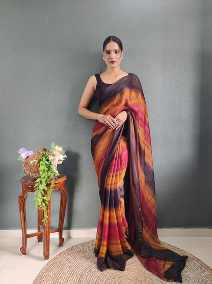 1 MIN Ready To Wear Orange Shade Heer Saree