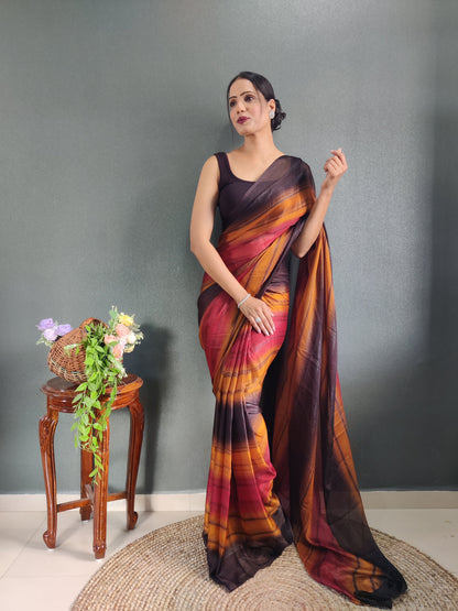 1 MIN Ready To Wear Orange Shade Heer Saree