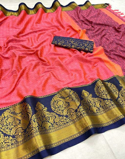 Zoya Pink Blue Cotton Silk Sarees