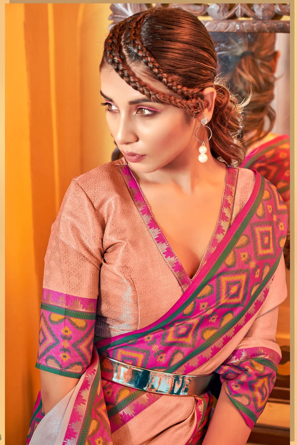 Peach Sara Kanjivaram Silk Saree