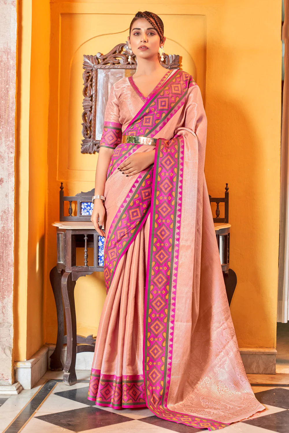 Peach Sara Kanjivaram Silk Saree